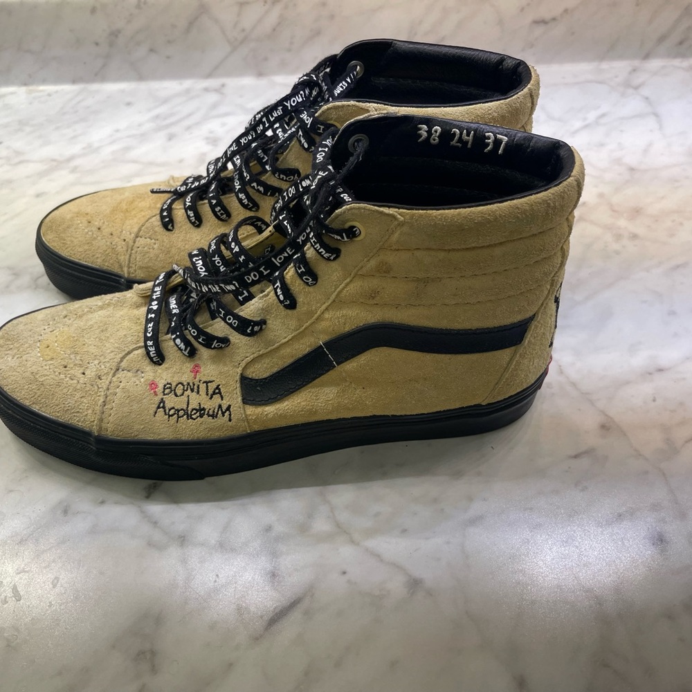 Vans Tan and Black Sk8-Hi Sneakers